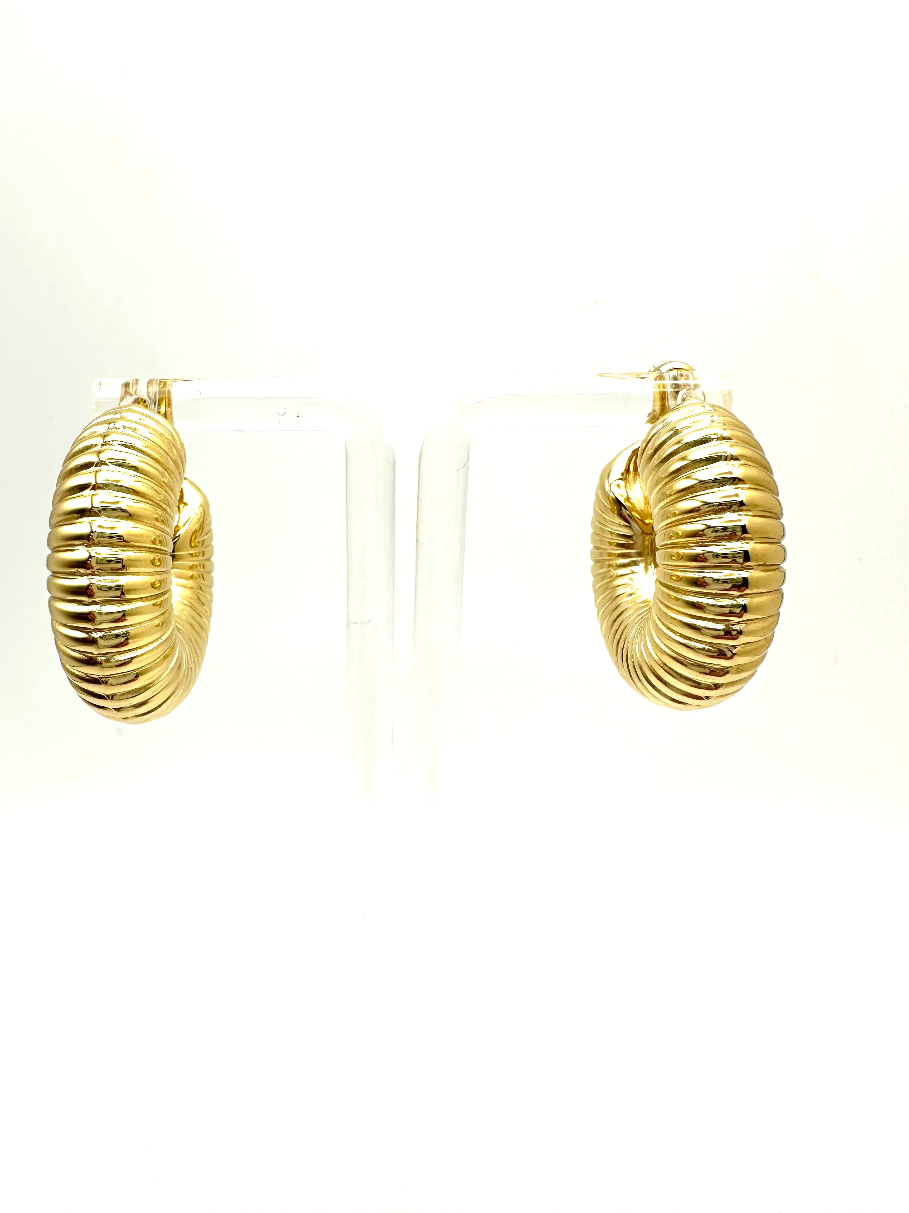 Ribbed Gold Hoop Earrings