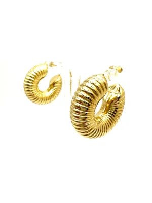 Ribbed Gold Hoop Earrings