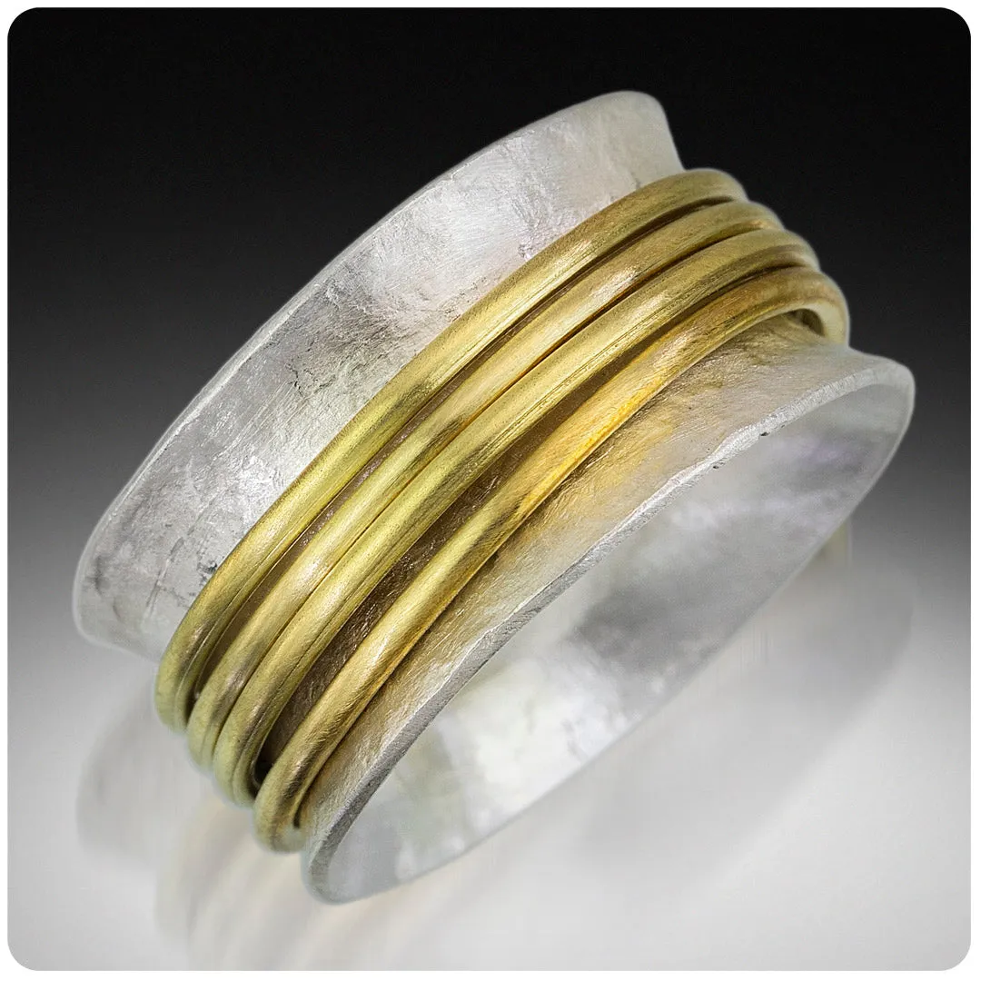 SR3 - Custom Sterling Silver and Brass Spinner Ring. Custom Size; Price May Vary