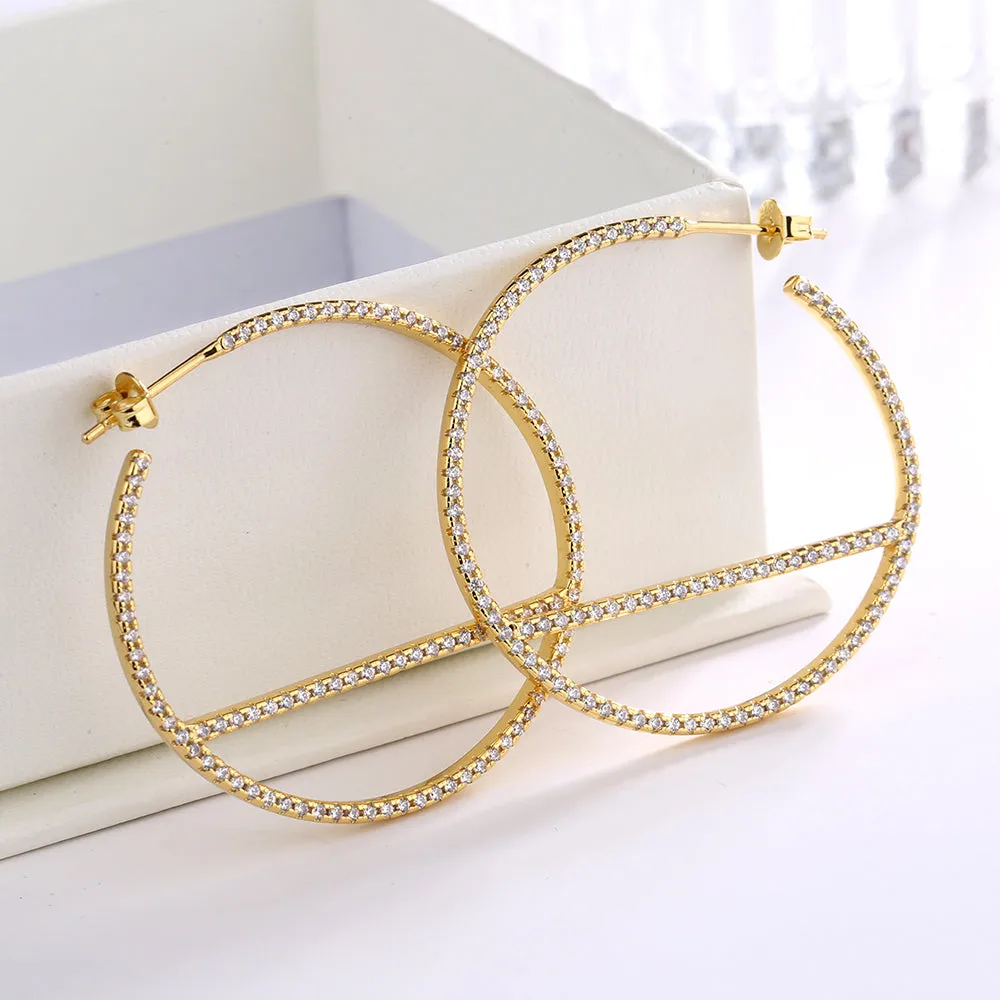 Sterling Silver and Swarvoski Crystal J hoop Earring