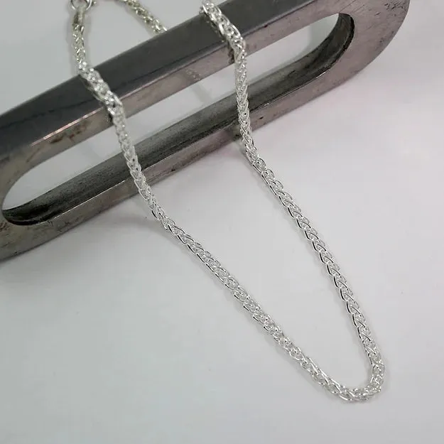 Sterling Silver Wheat Chain (2.5mm) 55cm