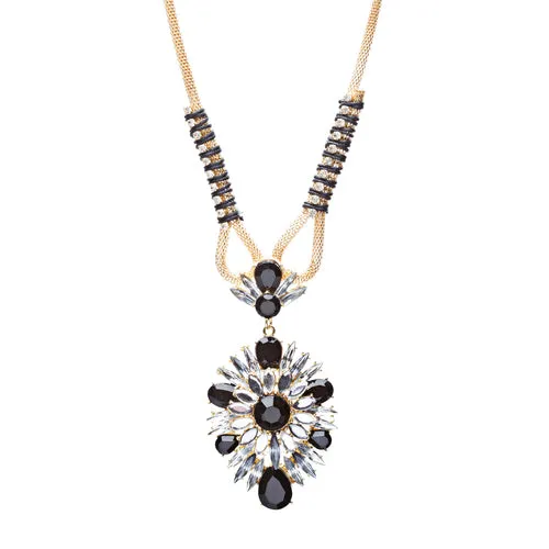 Stylish Modern Fashion Crystal Rhinestone Fascinating Necklace N82 Black