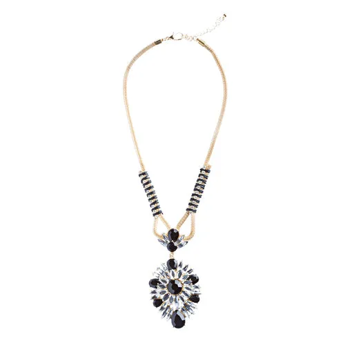 Stylish Modern Fashion Crystal Rhinestone Fascinating Necklace N82 Black