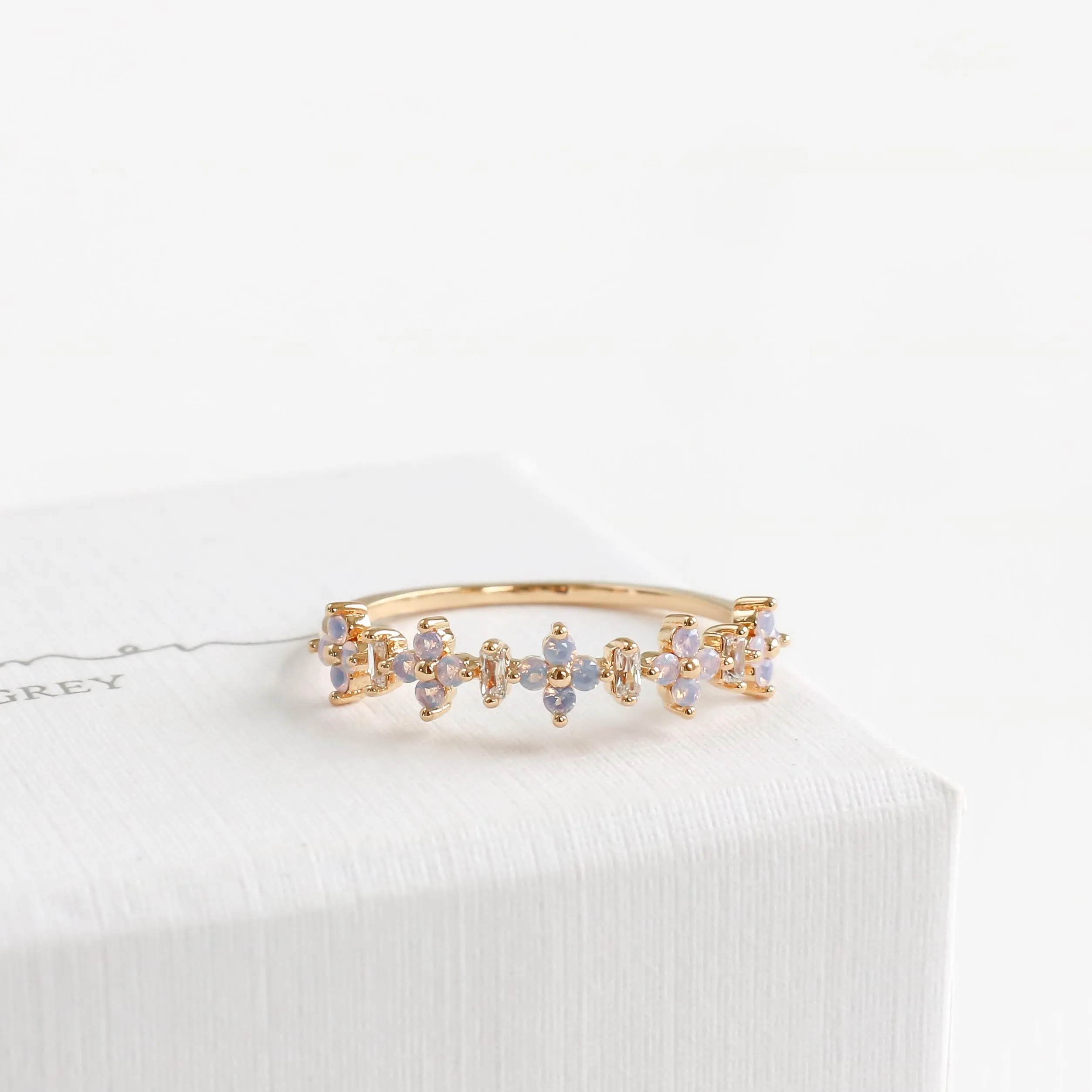 Sweet Pea Blossom Half Eternity Ring