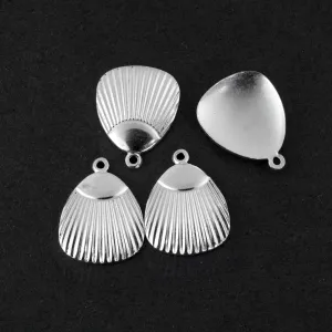 Vintage silver plated brass stamped fan charm or pendant. 18x20mm. Pkg of 6. b9-0861