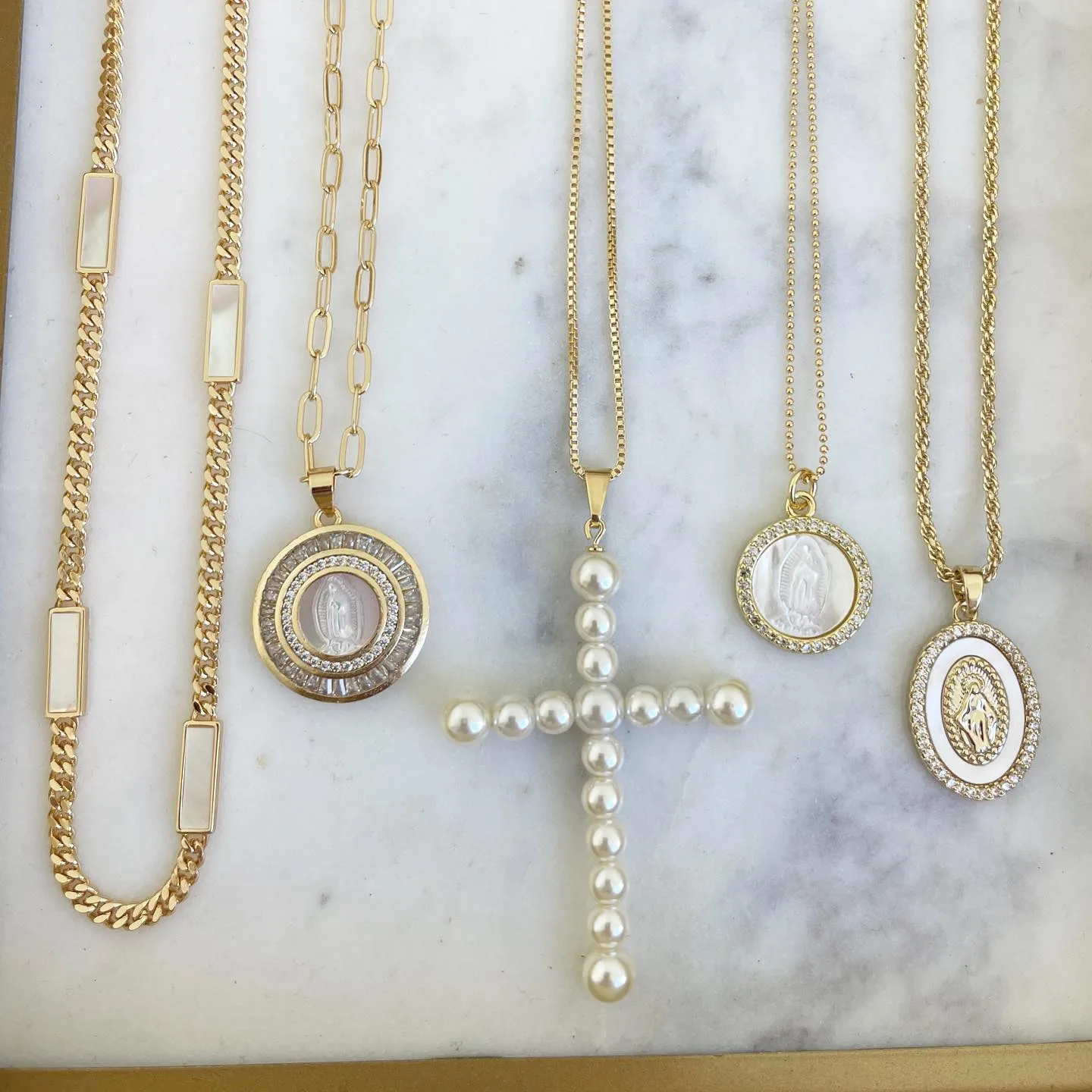 VIVIAN PEARL CROSS NECKLACE - JOY DRAVECKY