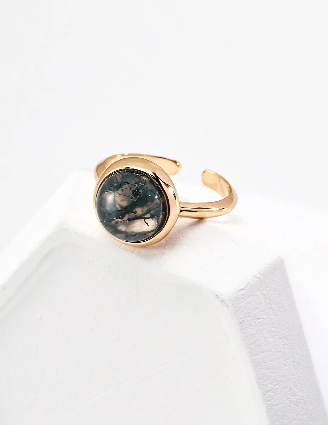 Water Grass Onyx Gemstone Open Ring