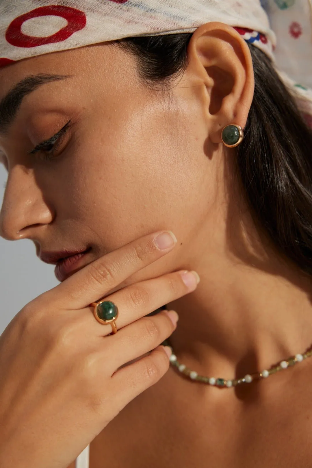 Water Grass Onyx Gemstone Open Ring