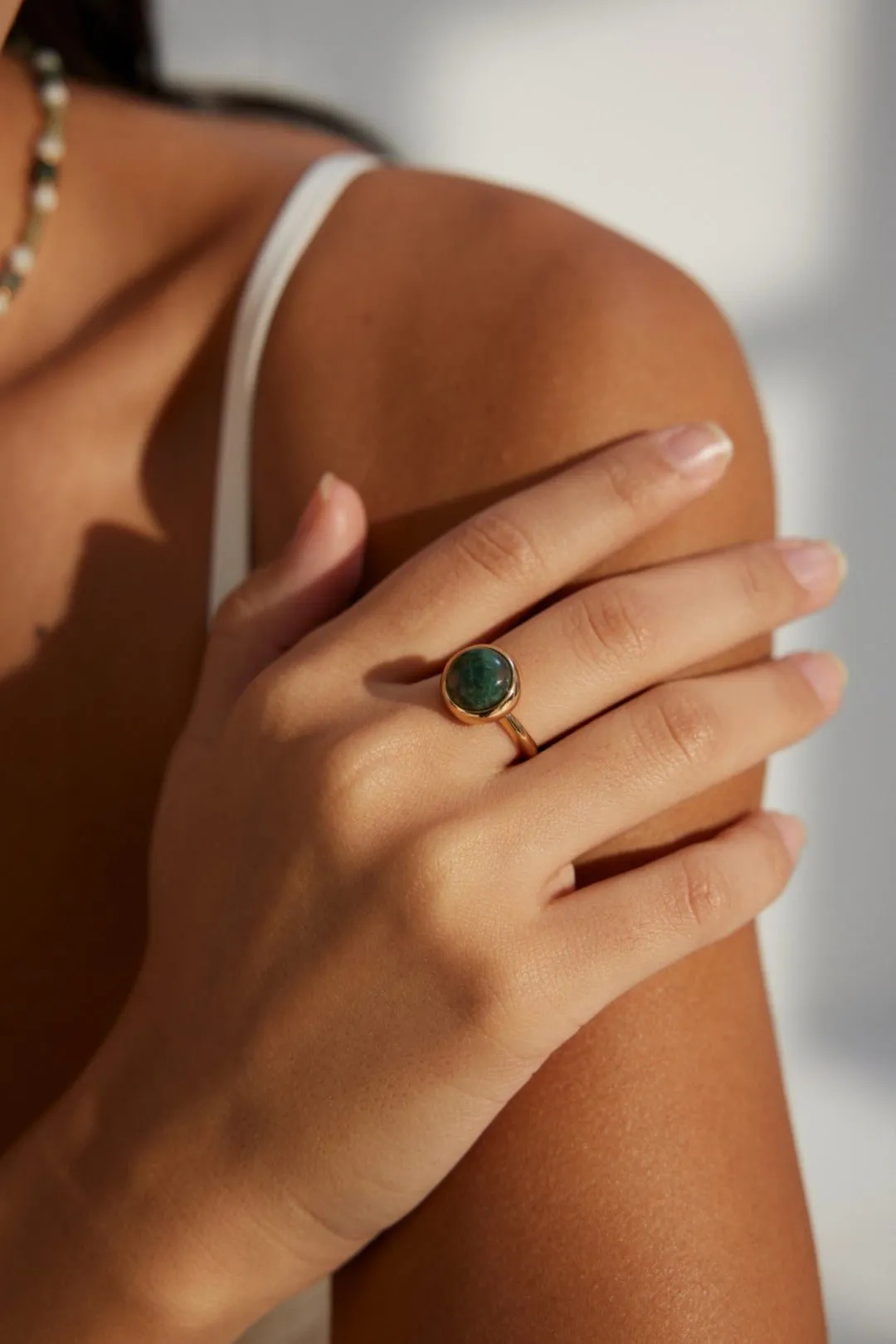 Water Grass Onyx Gemstone Open Ring