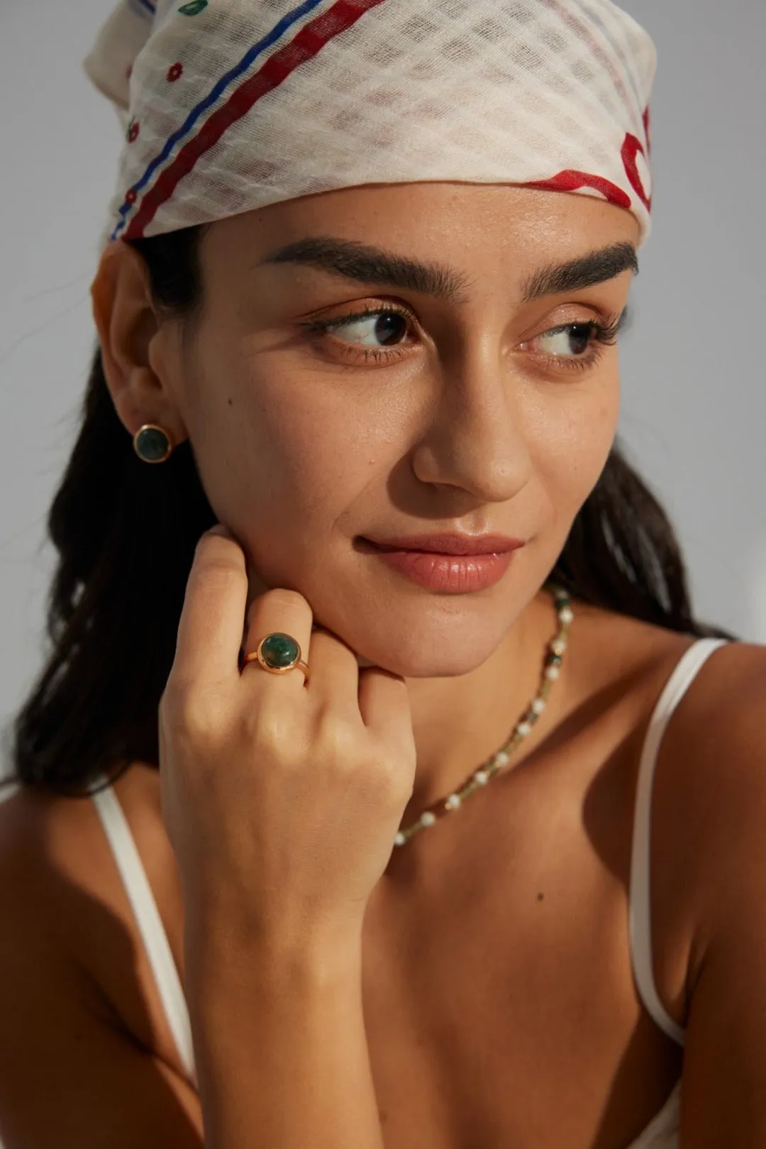 Water Grass Onyx Gemstone Open Ring