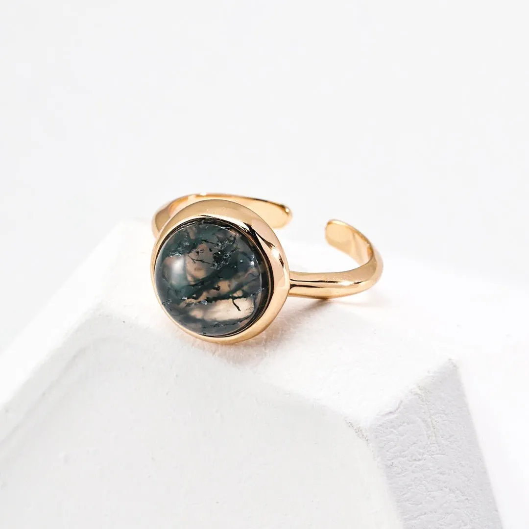 Water Grass Onyx Gemstone Open Ring