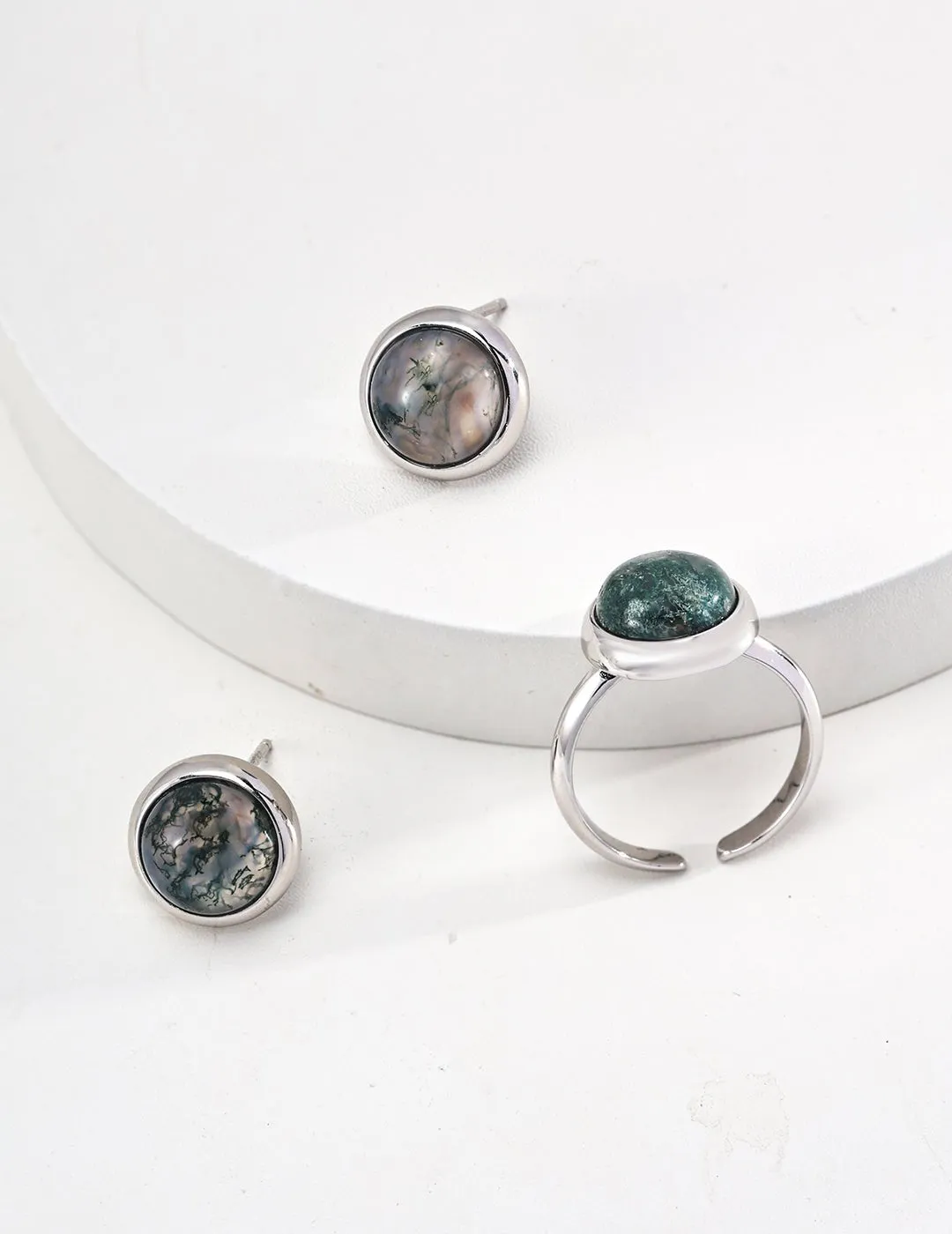 Water Grass Onyx Gemstone Open Ring