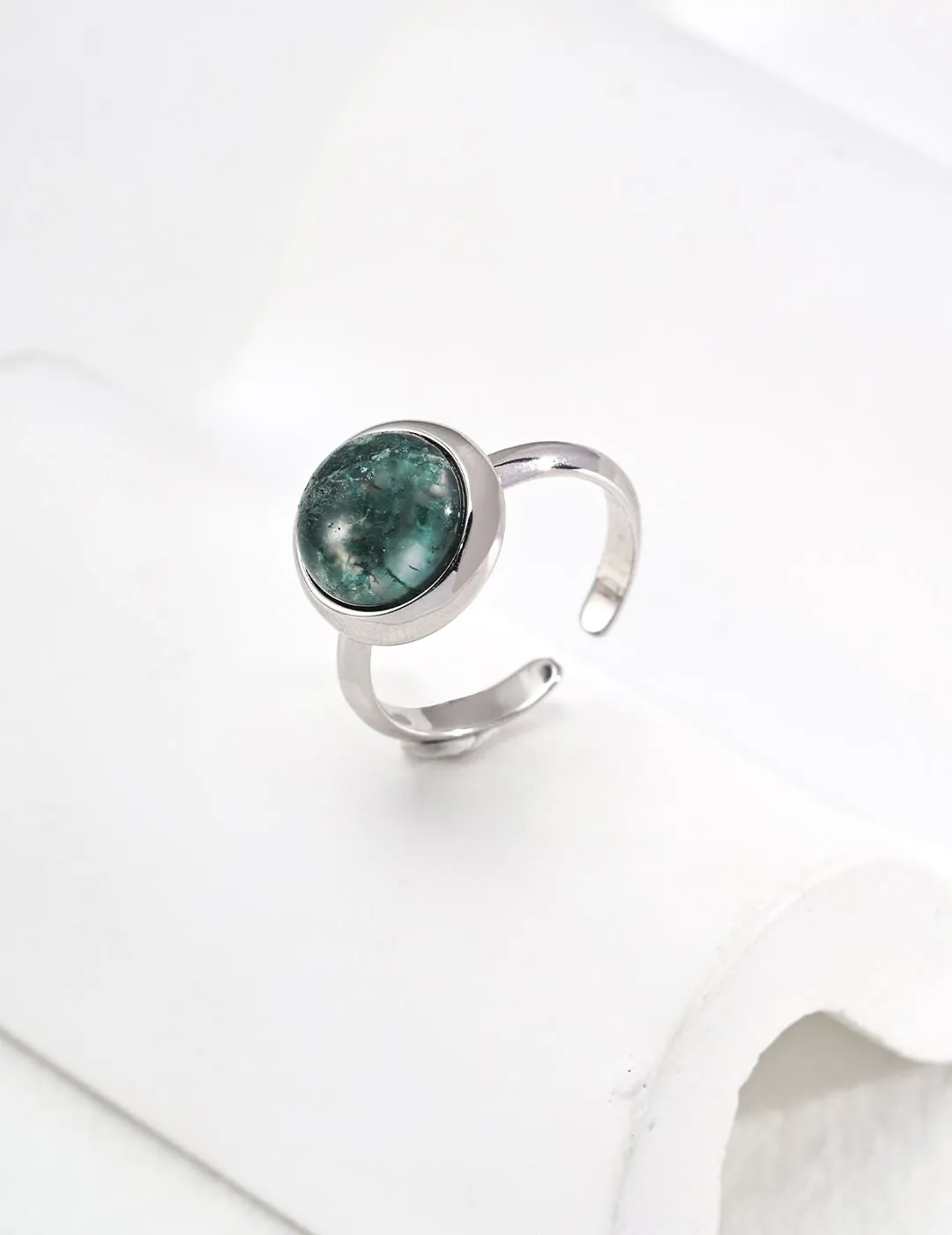 Water Grass Onyx Gemstone Open Ring