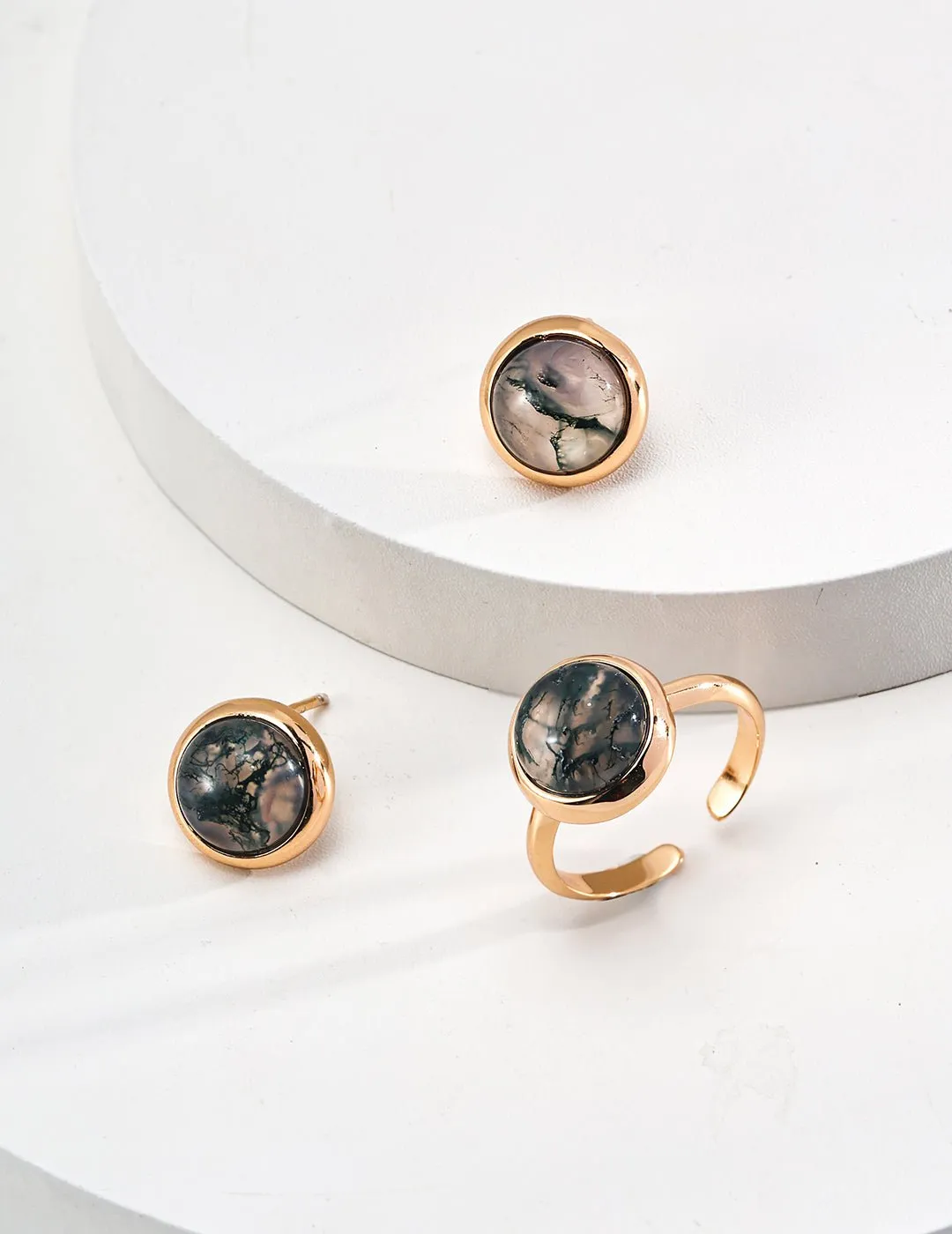 Water Grass Onyx Gemstone Open Ring