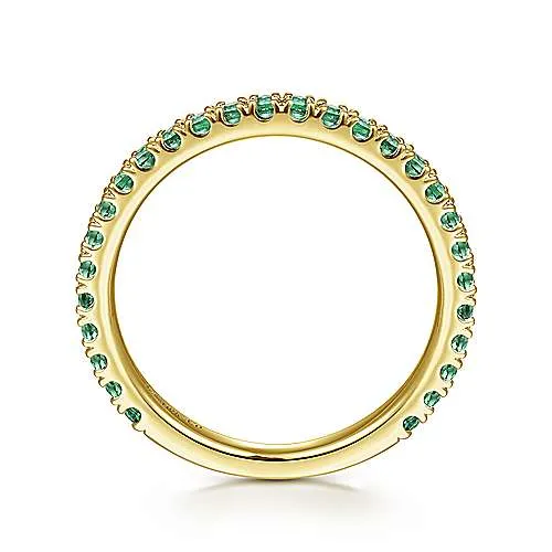 Yellow Gold Emerald Stackable Ring