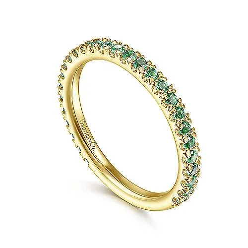 Yellow Gold Emerald Stackable Ring