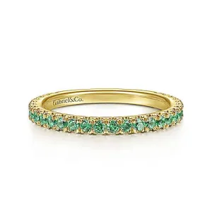 Yellow Gold Emerald Stackable Ring