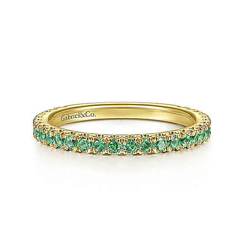 Yellow Gold Emerald Stackable Ring